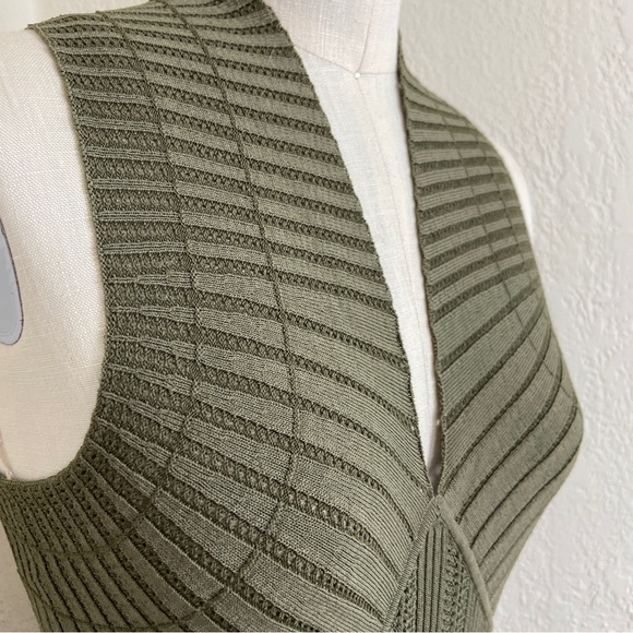 $980 Dion Lee Cutout Snake Effect MIDI Olive Ribbed Dress - Picture 10 of 14